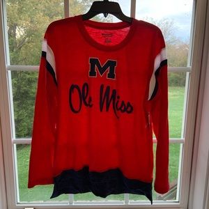 Red Ole Miss Champion Long Sleeve T-shirt Size L